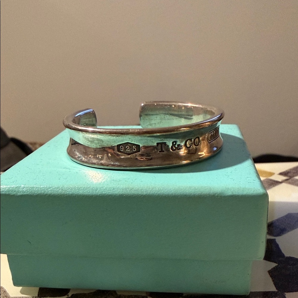 Tiffany & Co. Sterling Silver Engraved Cuff - Blue Green Box